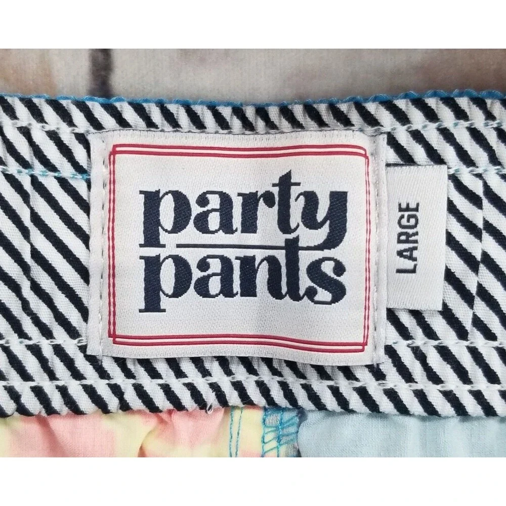 Party Pants USA Men's Swim Trunks Blue Baked Short Pizza Large NWT